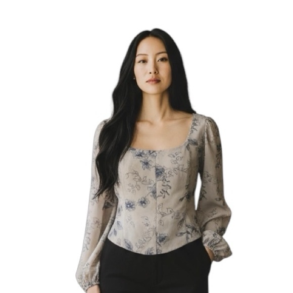 House of Harlow 1960 Tops - 🆕 House of Harlow 1960 bohemian cottage love romantic sheer long sleeve shirt